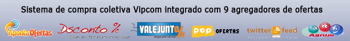 O script de compra coletiva Vipcom já está integrado com 9 agregadores de ofertas gerando o xml responsável pelo envio de suas ofertas a cada integrador.