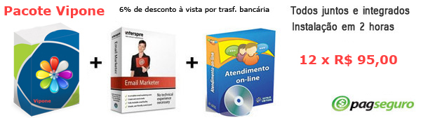 Sistema de compra coletiva Vipone, sistema de atendimento online e sistema de email marketing